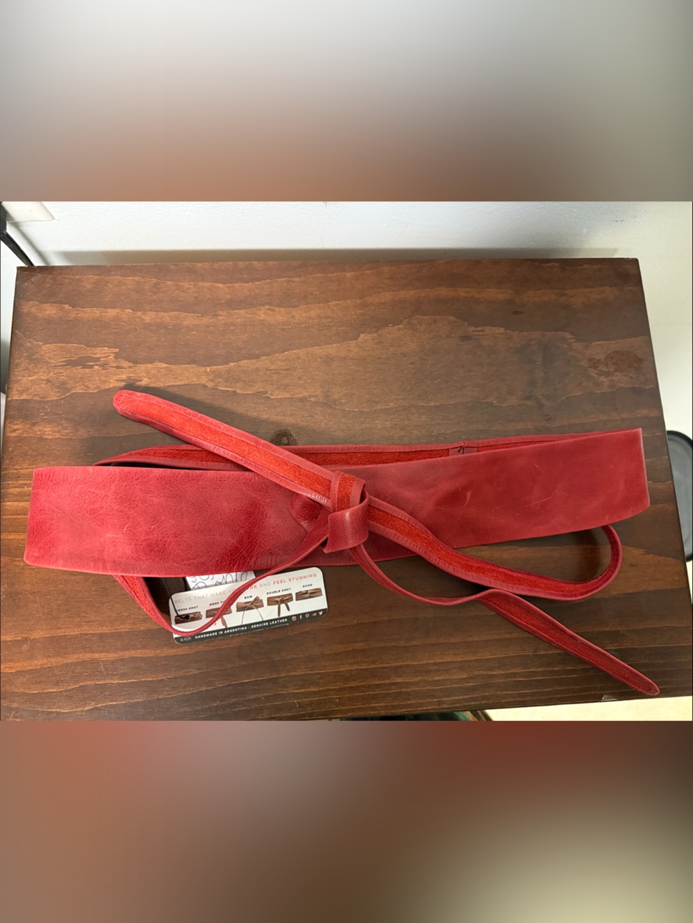 Free People Women’s Red Leather Wrap Belt NWT